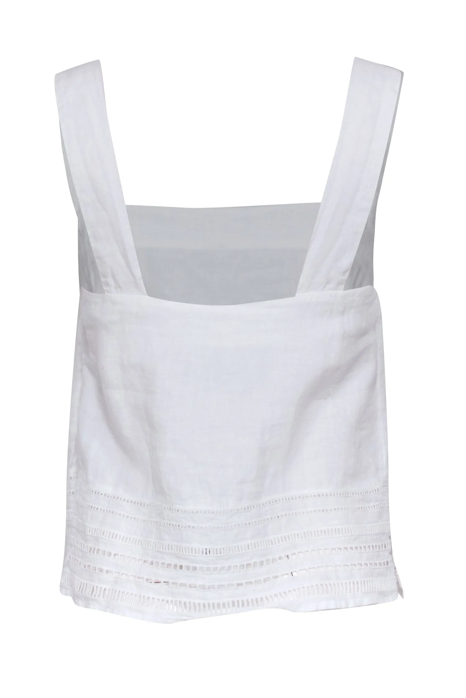 120% Lino - White Linen Square Neckline Tank Blouse Sz 6