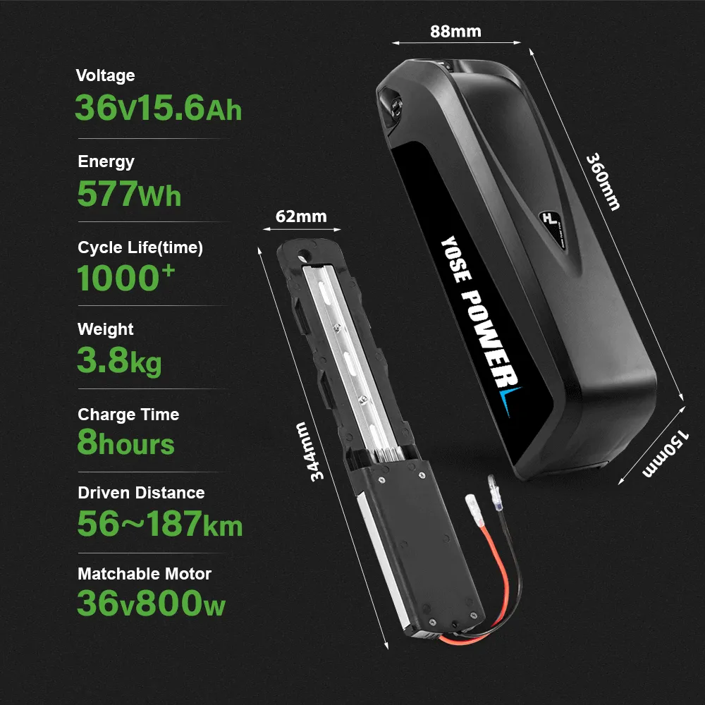 36V 15.6Ah Hailong-Plus Original Cell Li-ion E-Bike Battery with 5 Flat Pin Plug NOT ROUND PINS