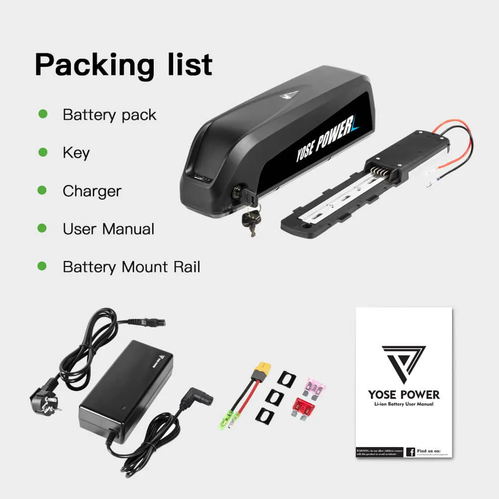36V 15.6Ah Hailong-Plus Original Cell Li-ion E-Bike Battery with 5 Flat Pin Plug NOT ROUND PINS