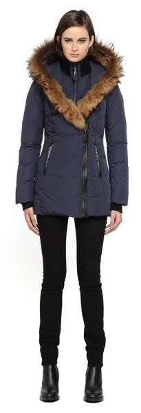 Luxurious Adali Down Puffer Coat with Faux Fur Trim