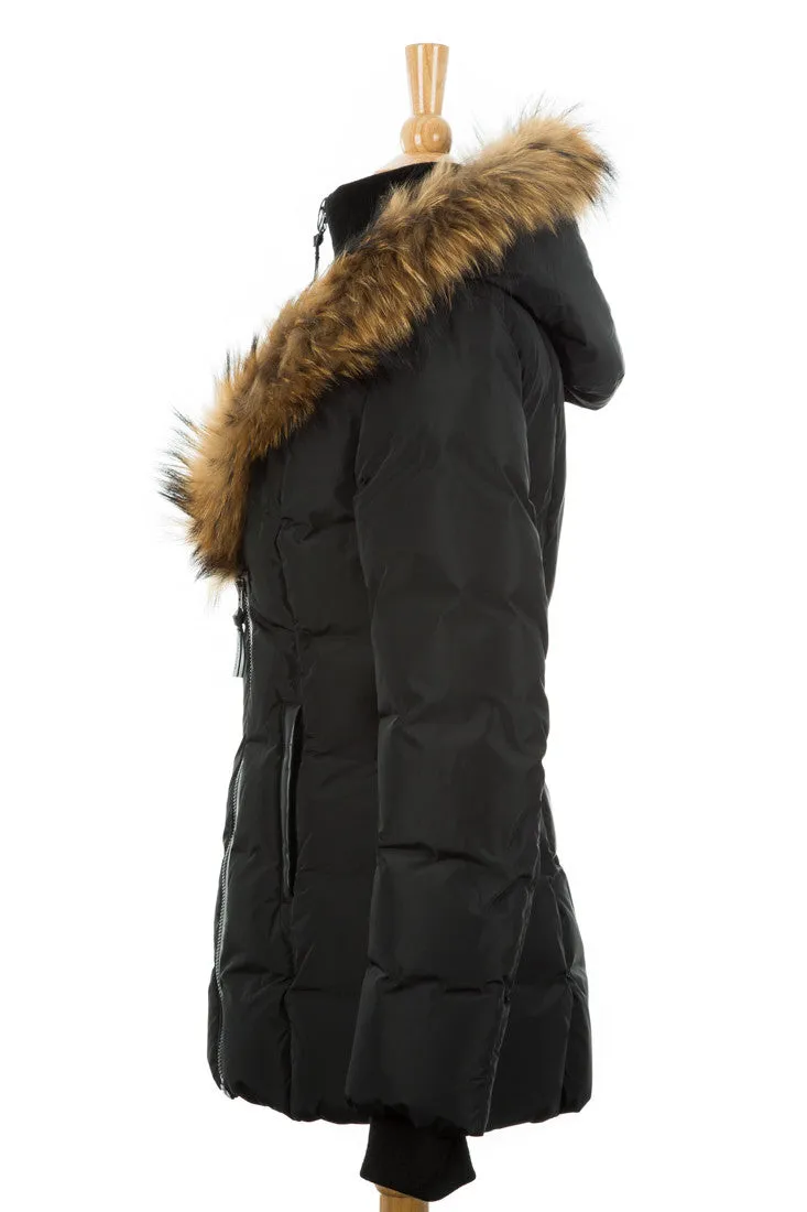 Luxurious Adali Down Puffer Coat with Faux Fur Trim
