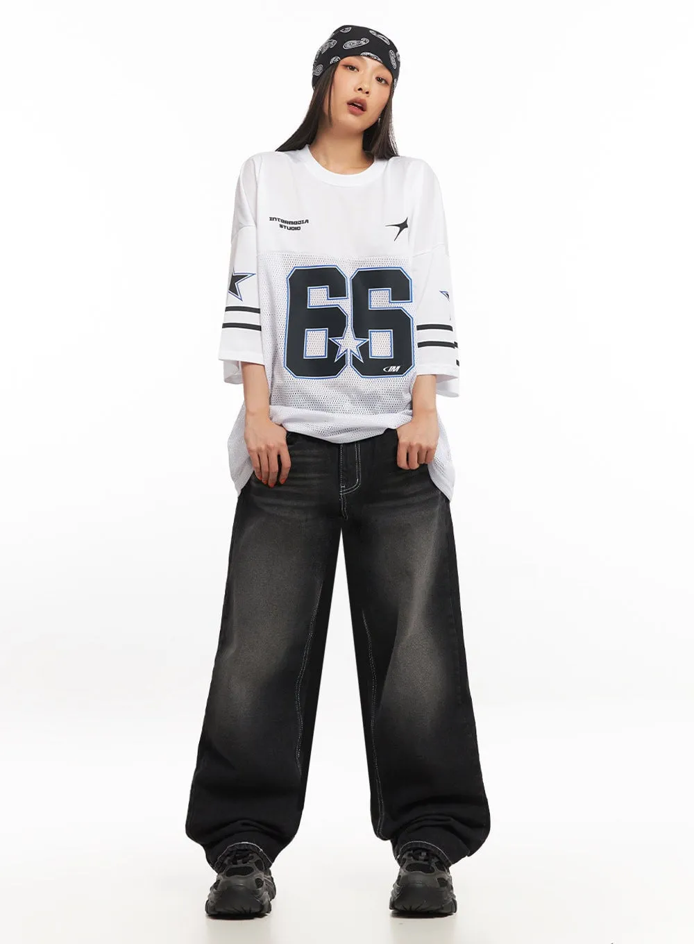 Alexis Stitched Wide-Leg Jeans IA504