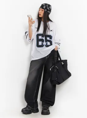 Alexis Stitched Wide-Leg Jeans IA504