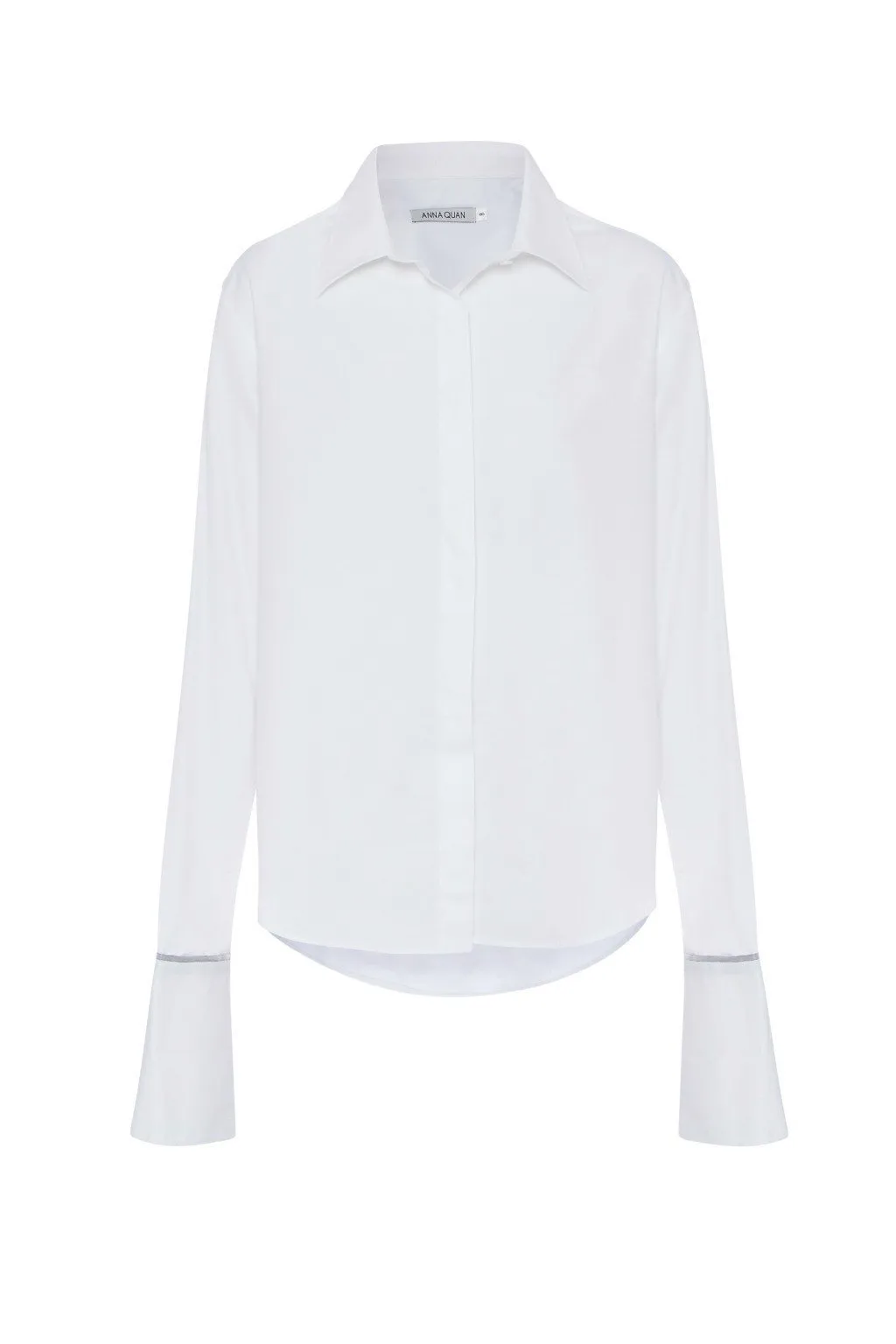 Anne Cotton Twill Shirt with Grey Silk Trim