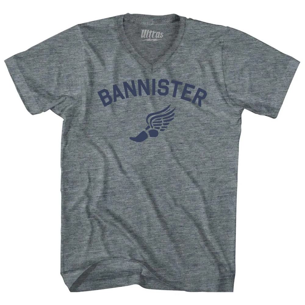 Bannister Track Running Winged Foot Adult Tri-Blend V-neck T-shirt