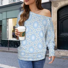 Batwing Long Sleeve Sweater Blue Sky Dandelion