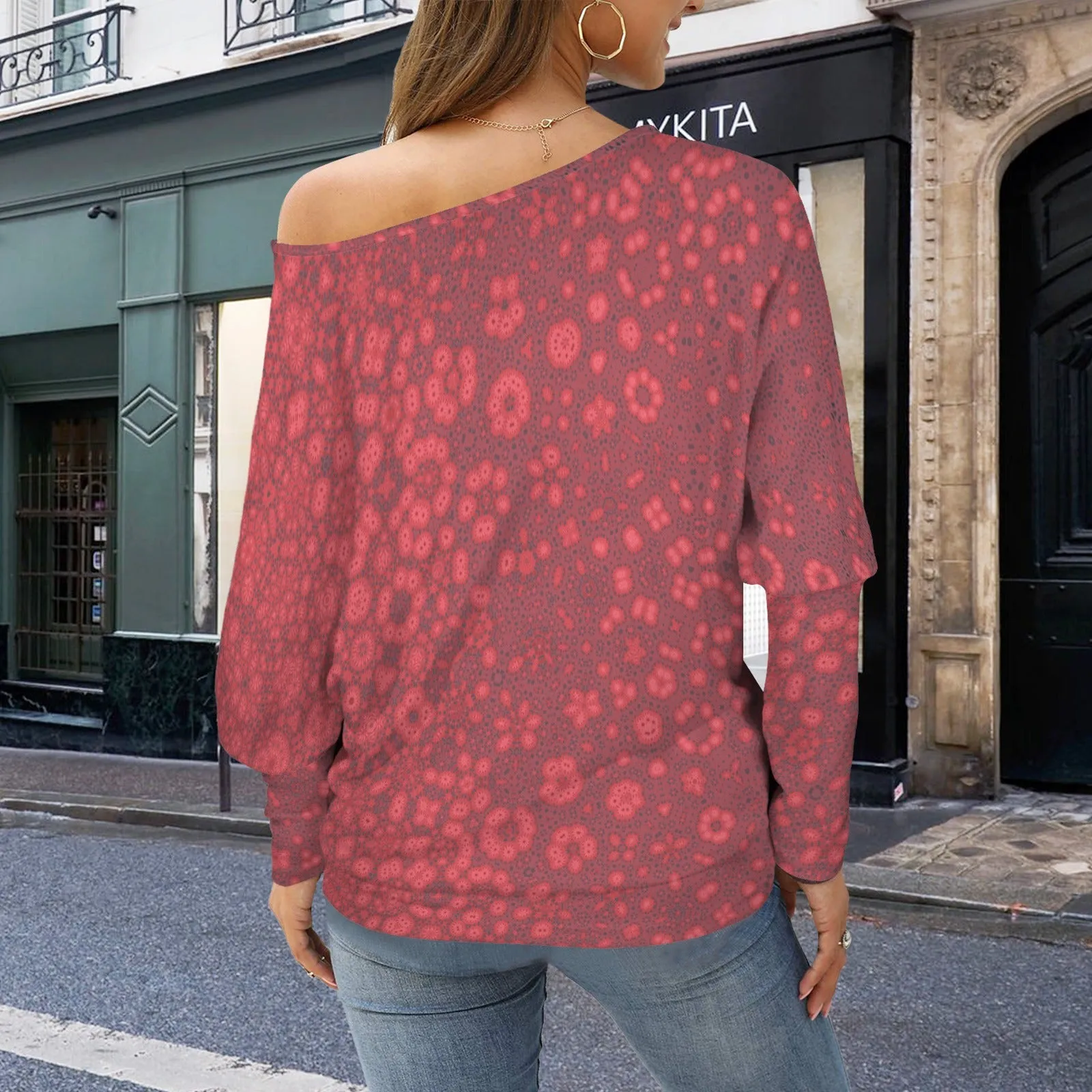Batwing Long Sleeve Sweater Red Milkweed
