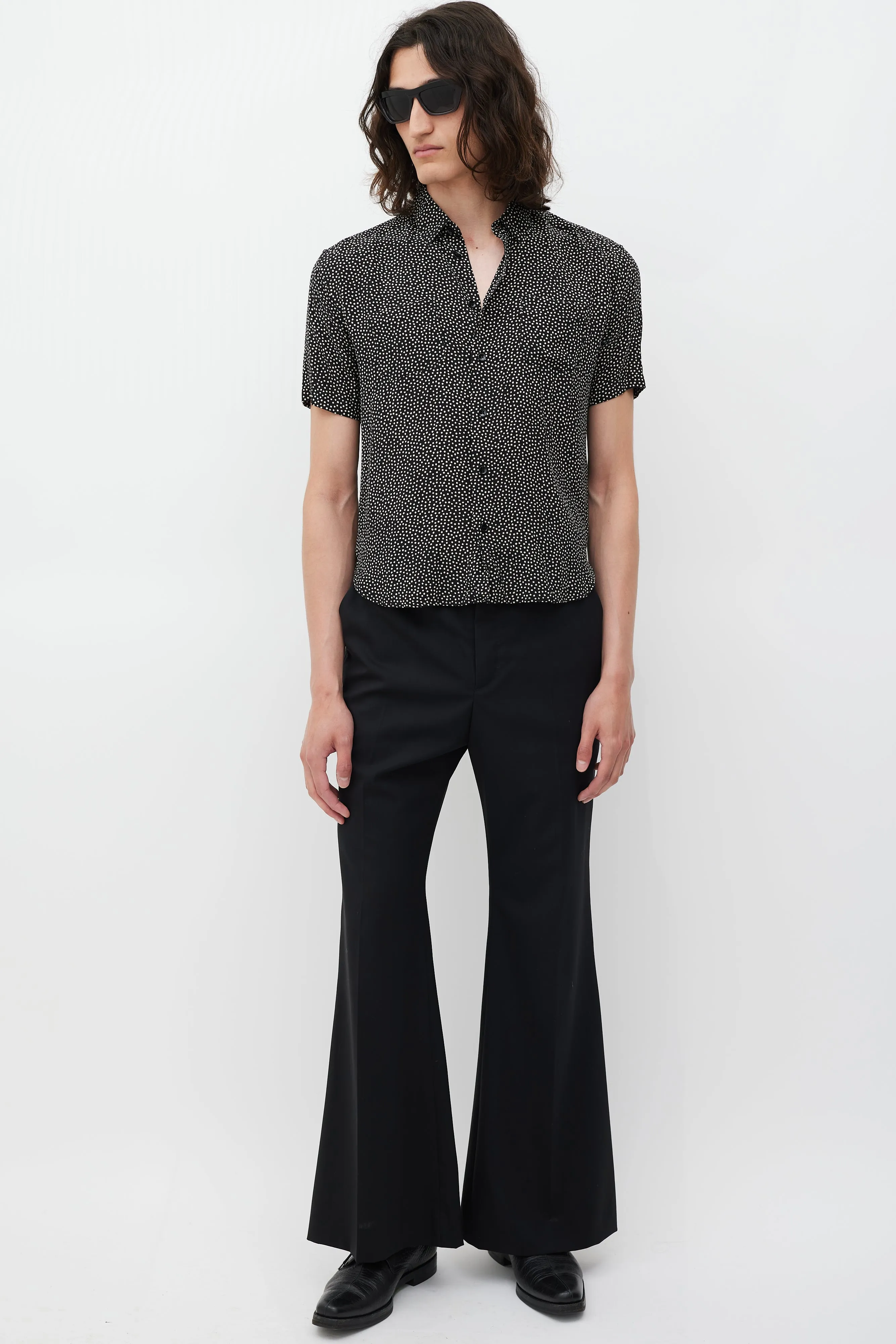 Black & White Silk Polka Dot Shirt