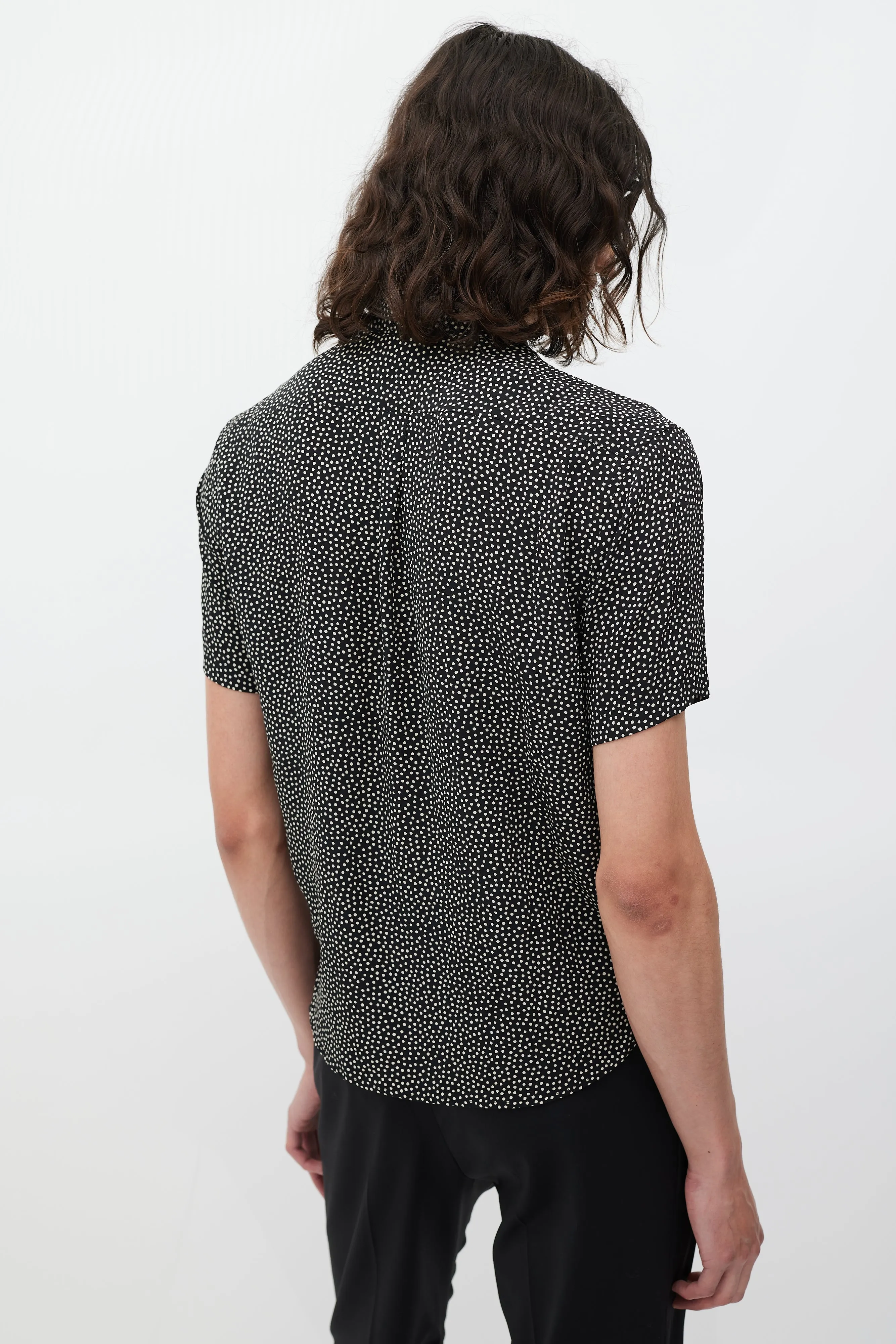 Black & White Silk Polka Dot Shirt