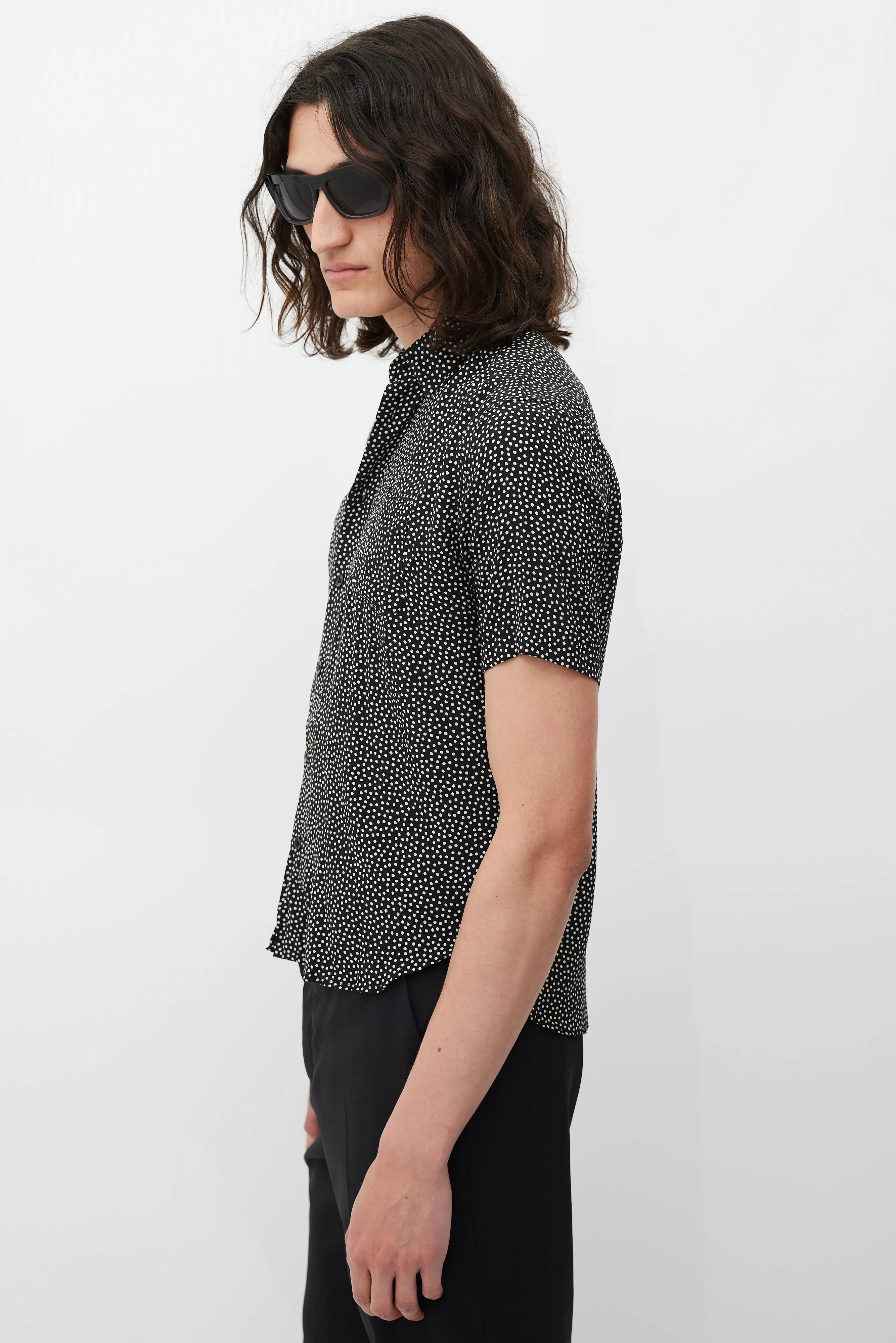 Black & White Silk Polka Dot Shirt