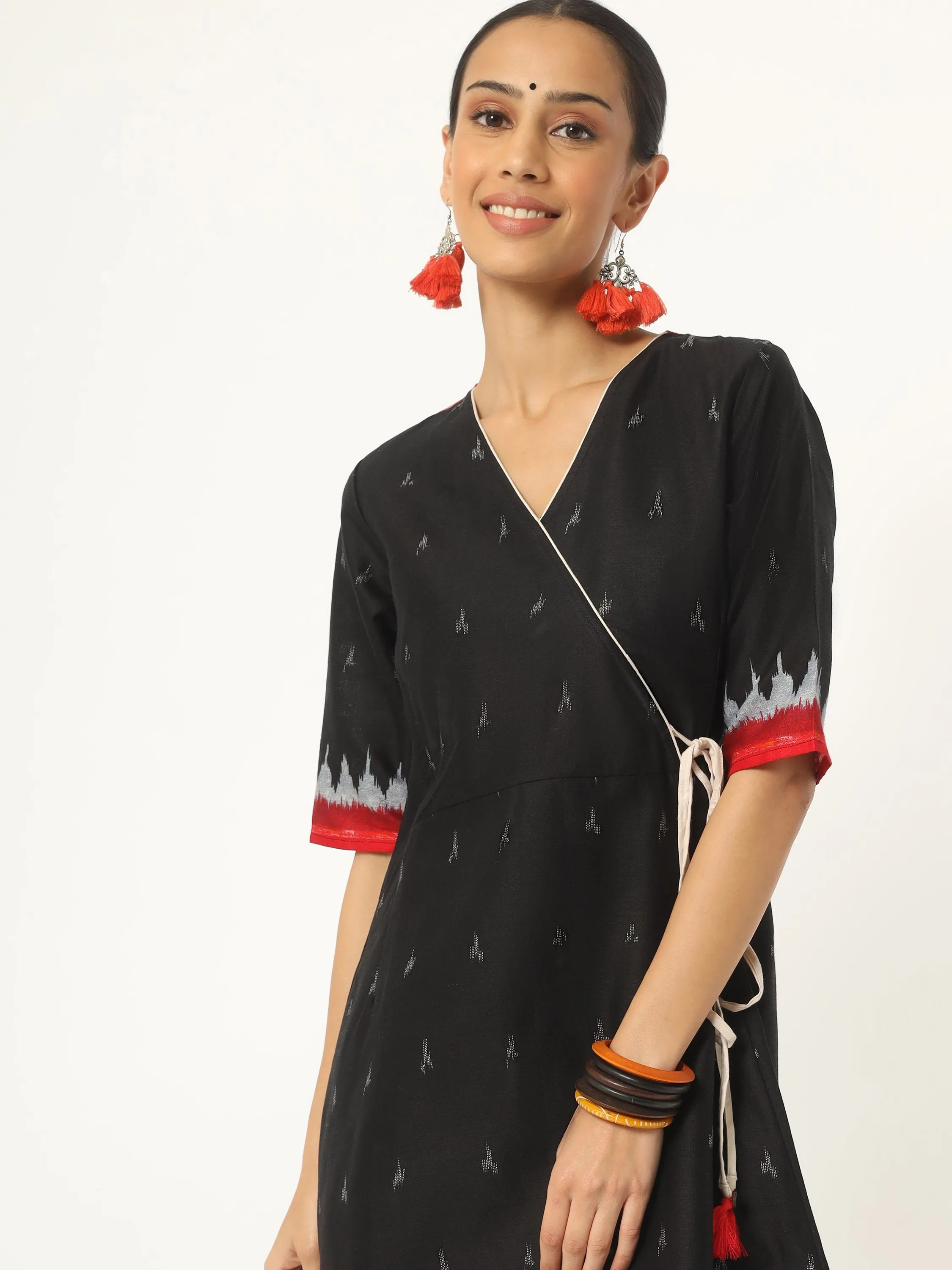 Black Ikat Print Dress