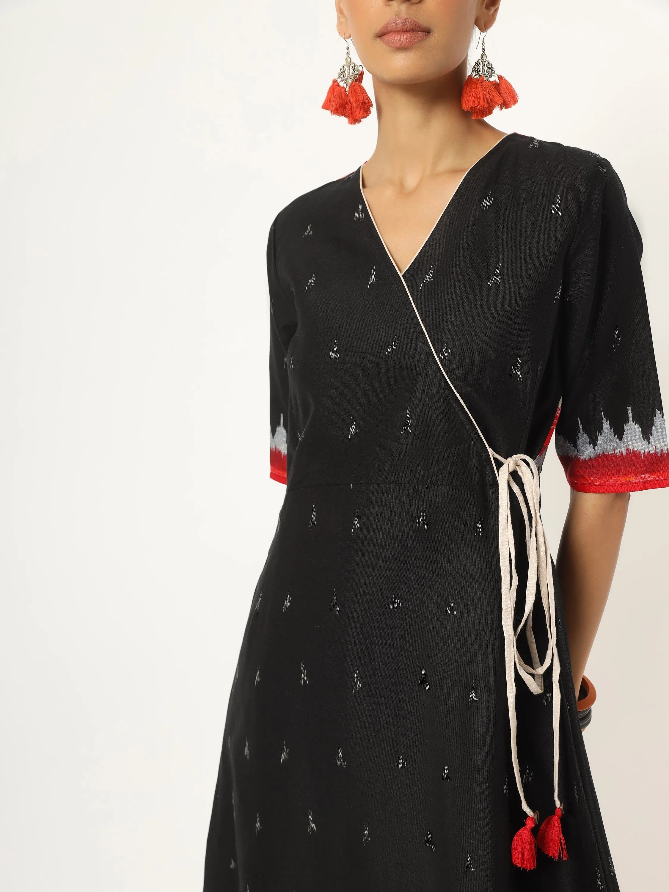 Black Ikat Print Dress