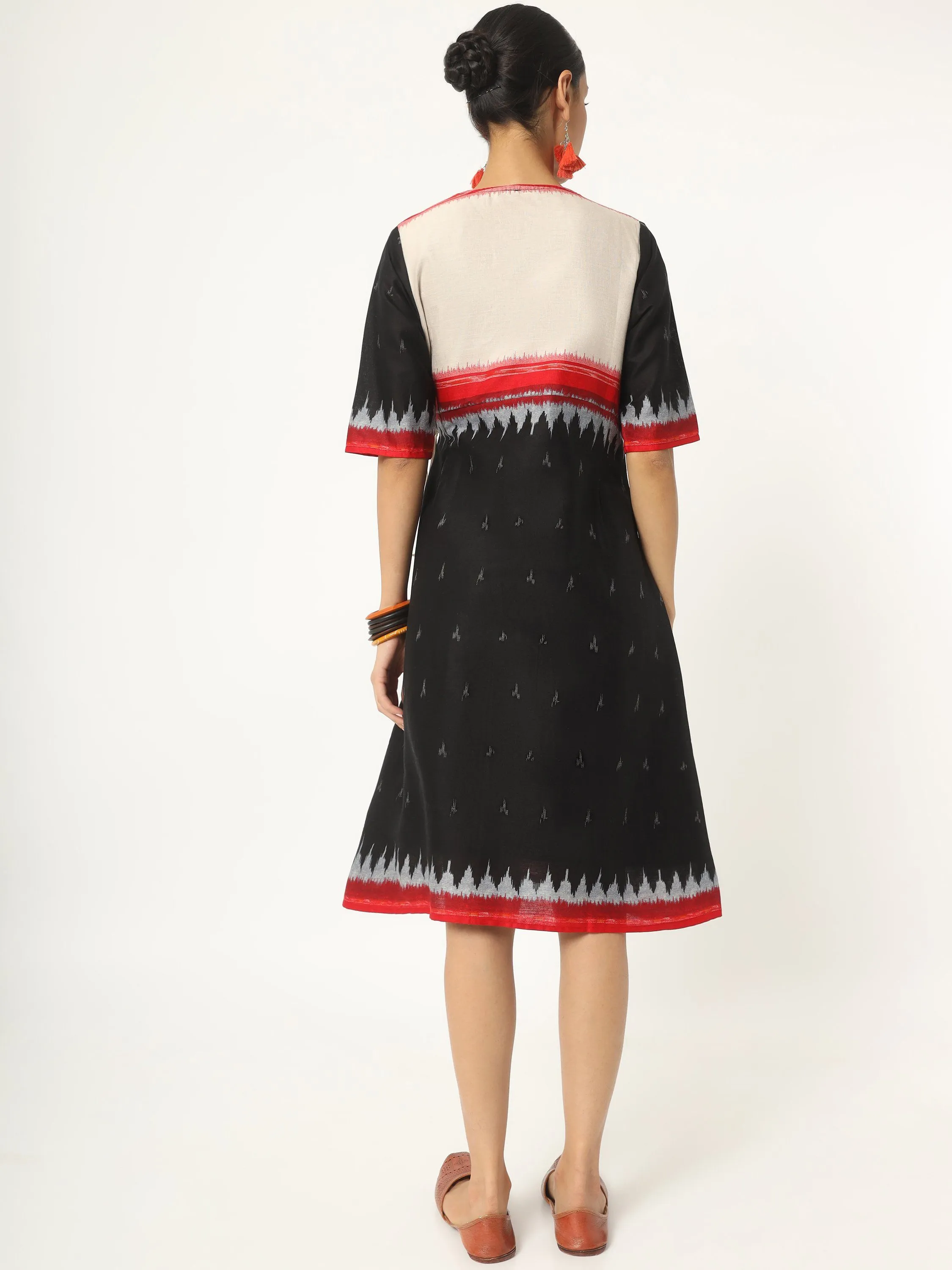 Black Ikat Print Dress