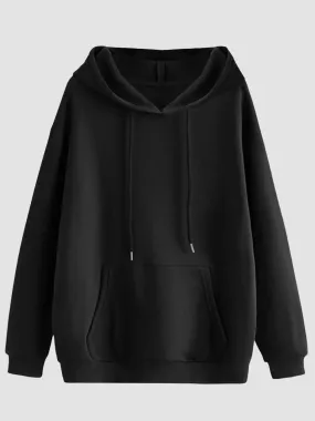 Classic Black Mens Solid Regular-Fit Hoodie - Comfortable Casual Wear