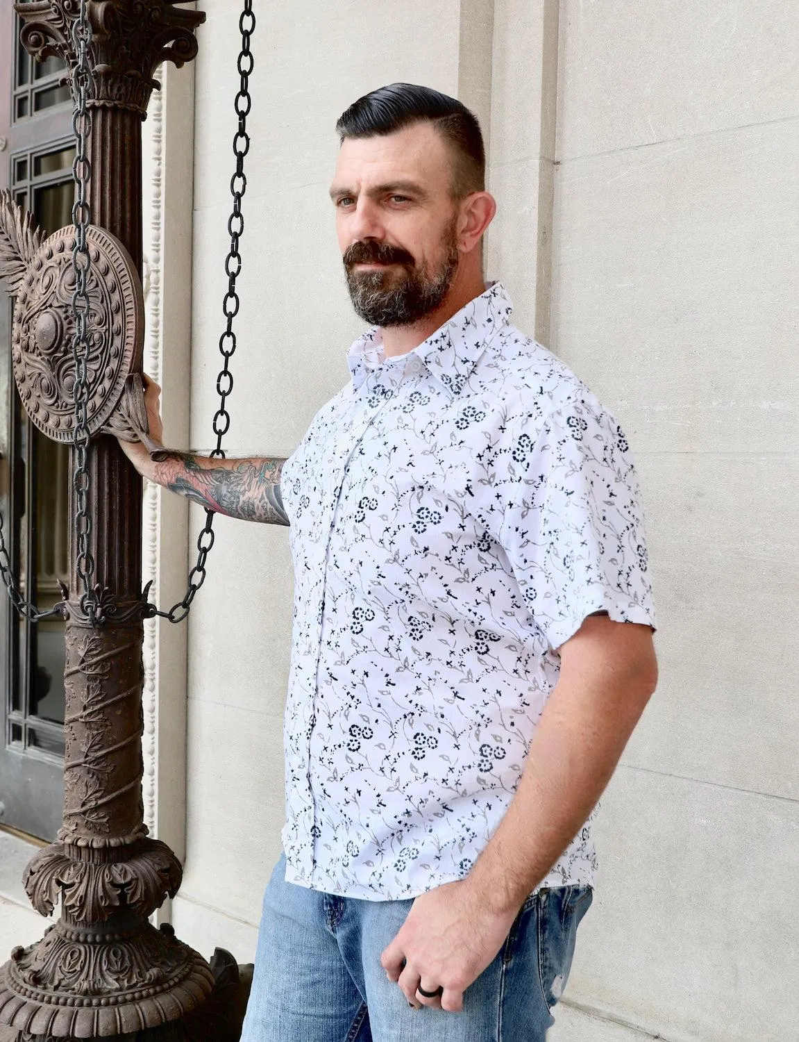 Blue Daisy Organic Cotton Men's Button Down Shirt