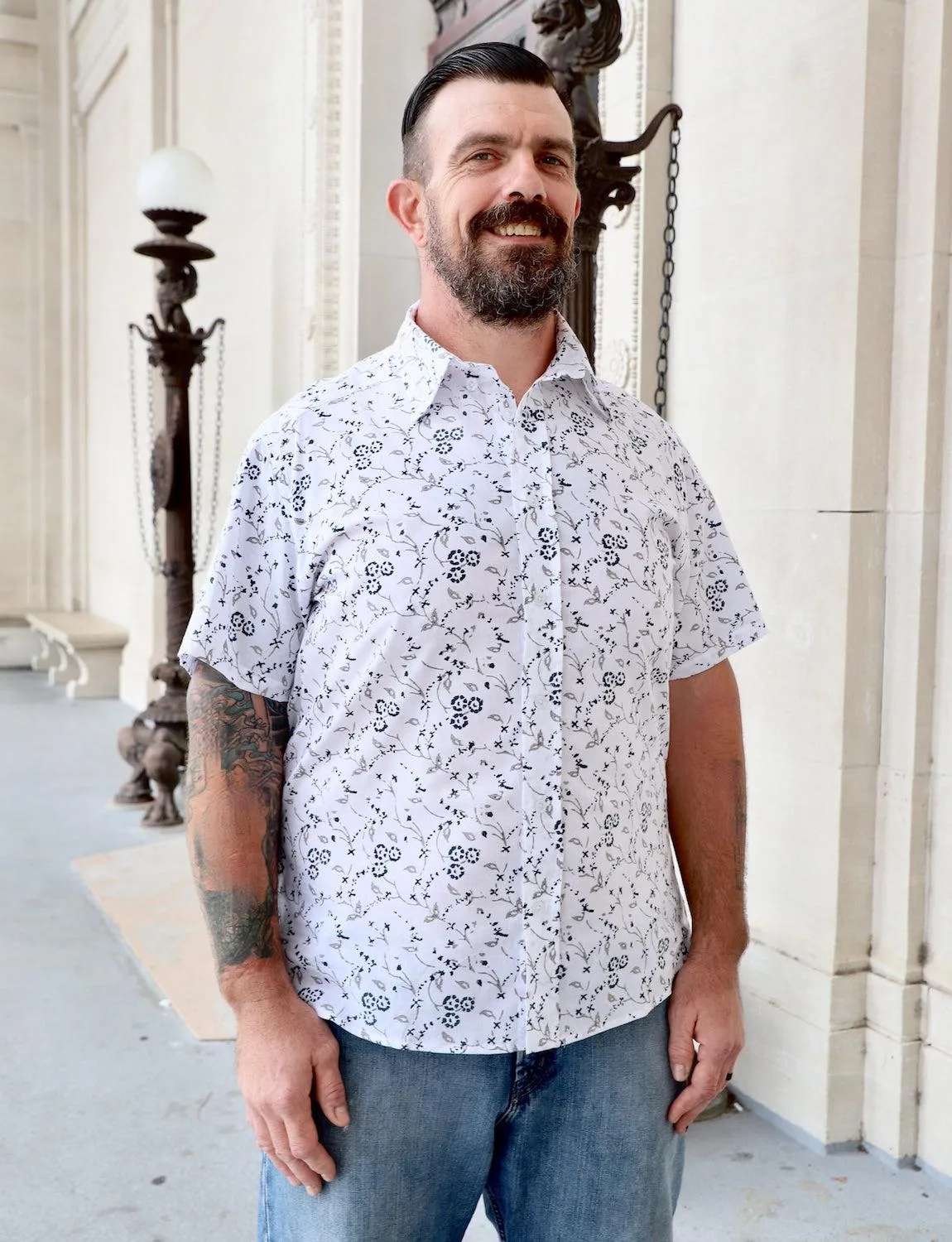 Blue Daisy Organic Cotton Men's Button Down Shirt