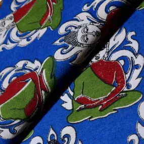 Blue Screen Print Kalamkari Inspired Fabric