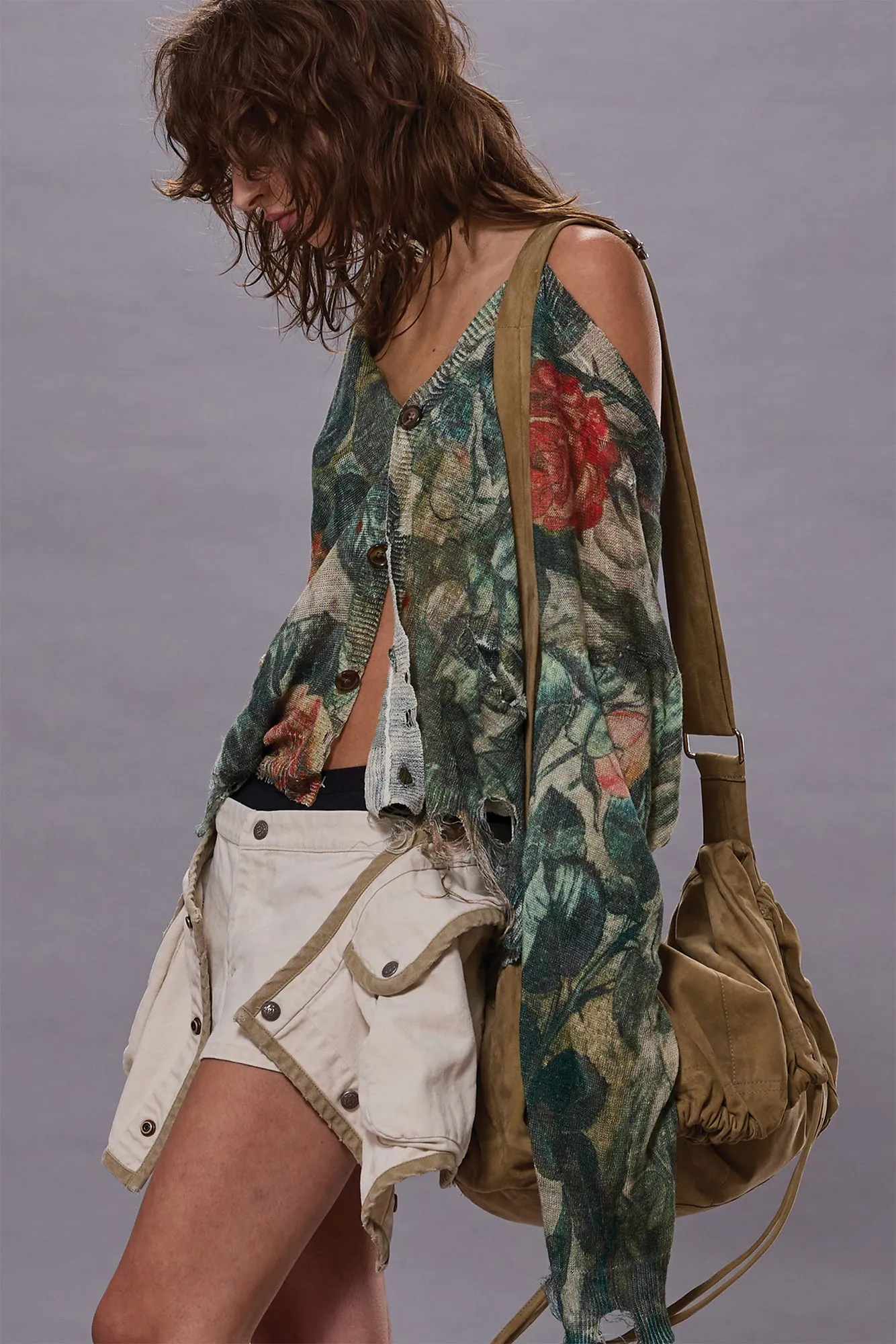 BOYFRIEND CARDIGAN - CAMO ROSE