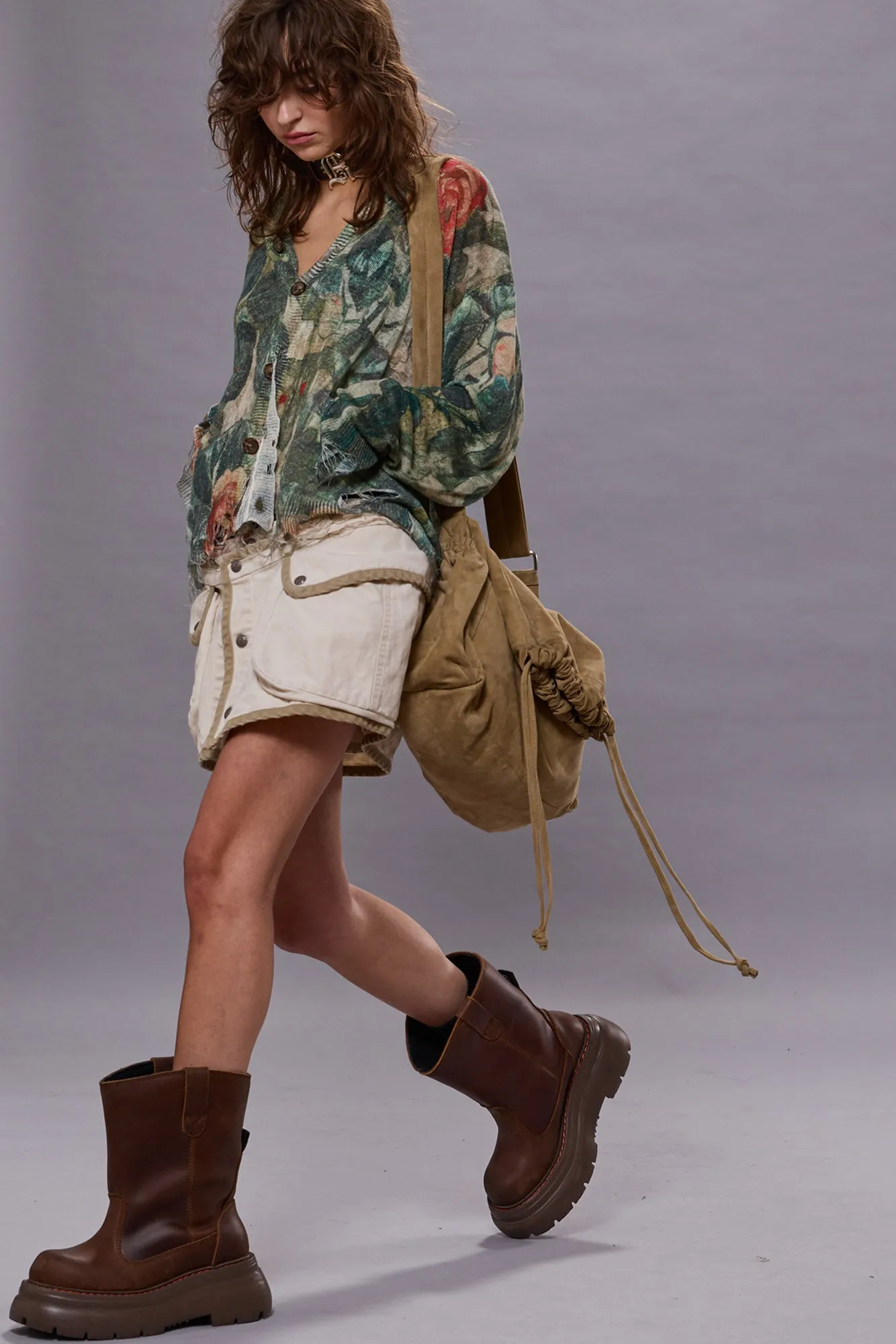 BOYFRIEND CARDIGAN - CAMO ROSE