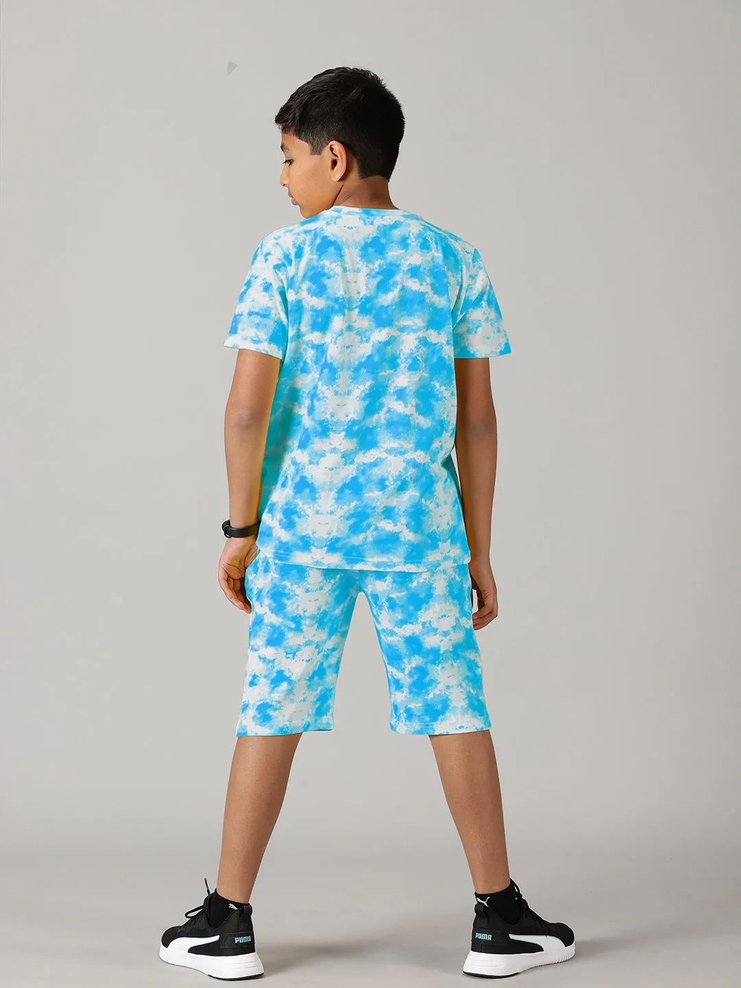 Boys Tie & Dye Print Tee & Shorts Set