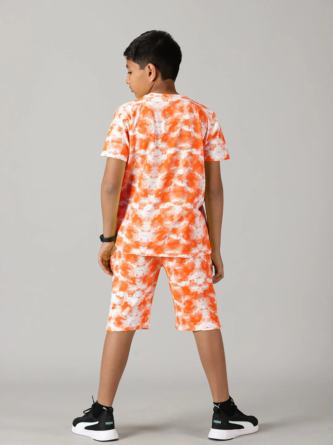 Boys Tie & Dye Print Tee & Shorts Set