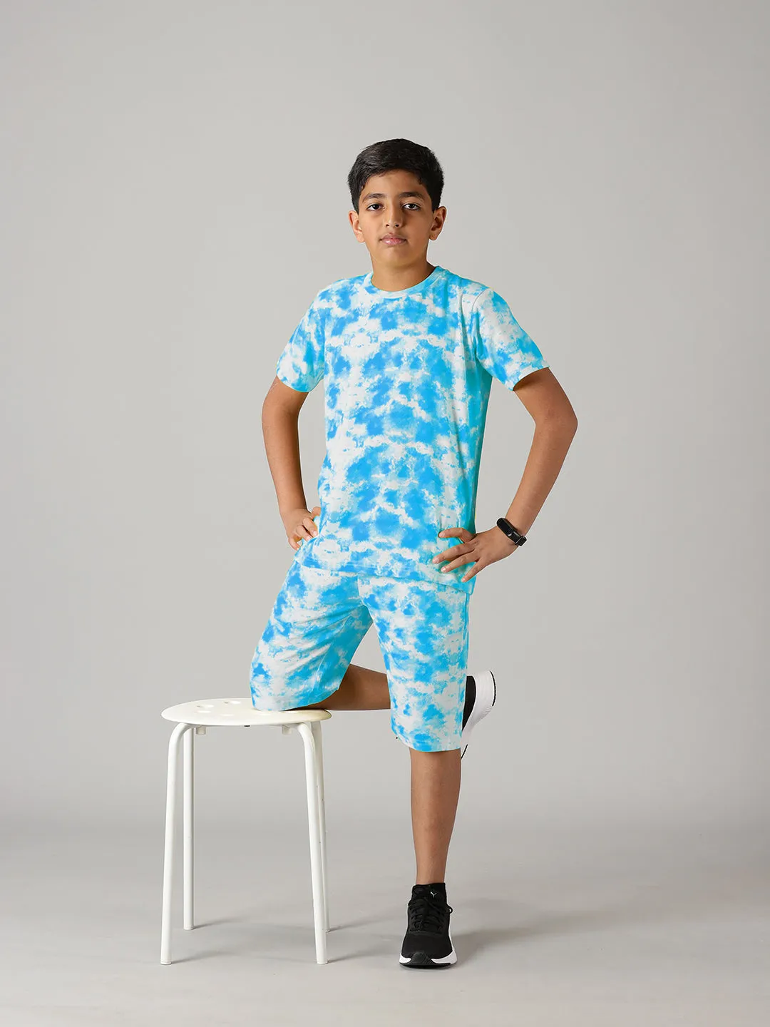 Boys Tie & Dye Print Tee & Shorts Set