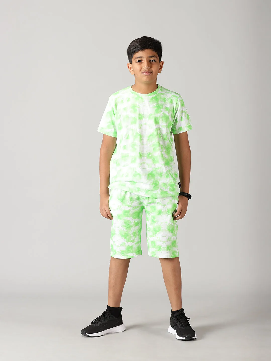 Boys Tie & Dye Print Tee & Shorts Set