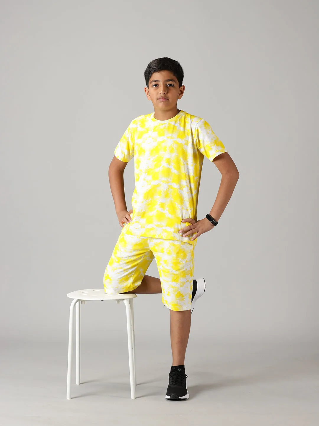 Boys Tie & Dye Print Tee & Shorts Set