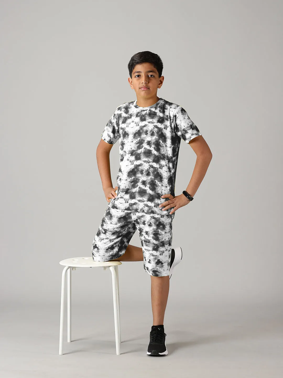 Boys Tie & Dye Print Tee & Shorts Set