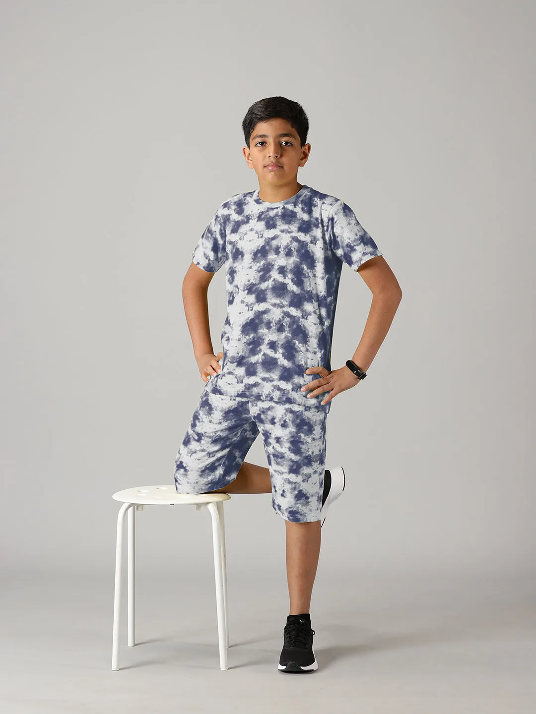 Boys Tie & Dye Print Tee & Shorts Set