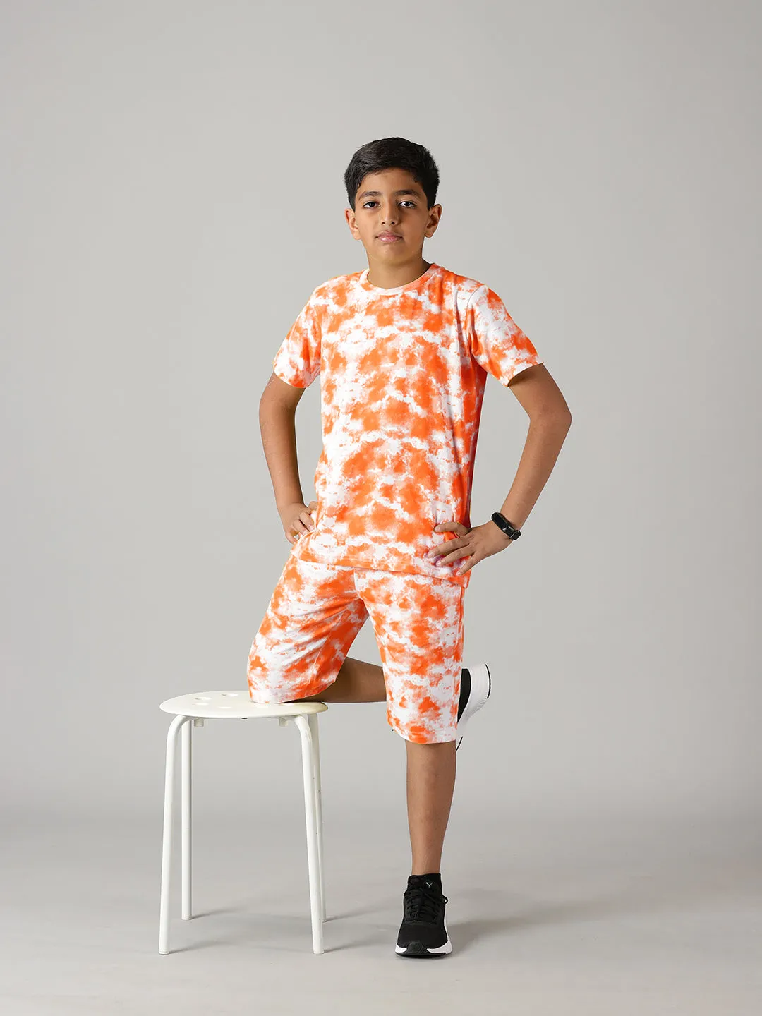 Boys Tie & Dye Print Tee & Shorts Set