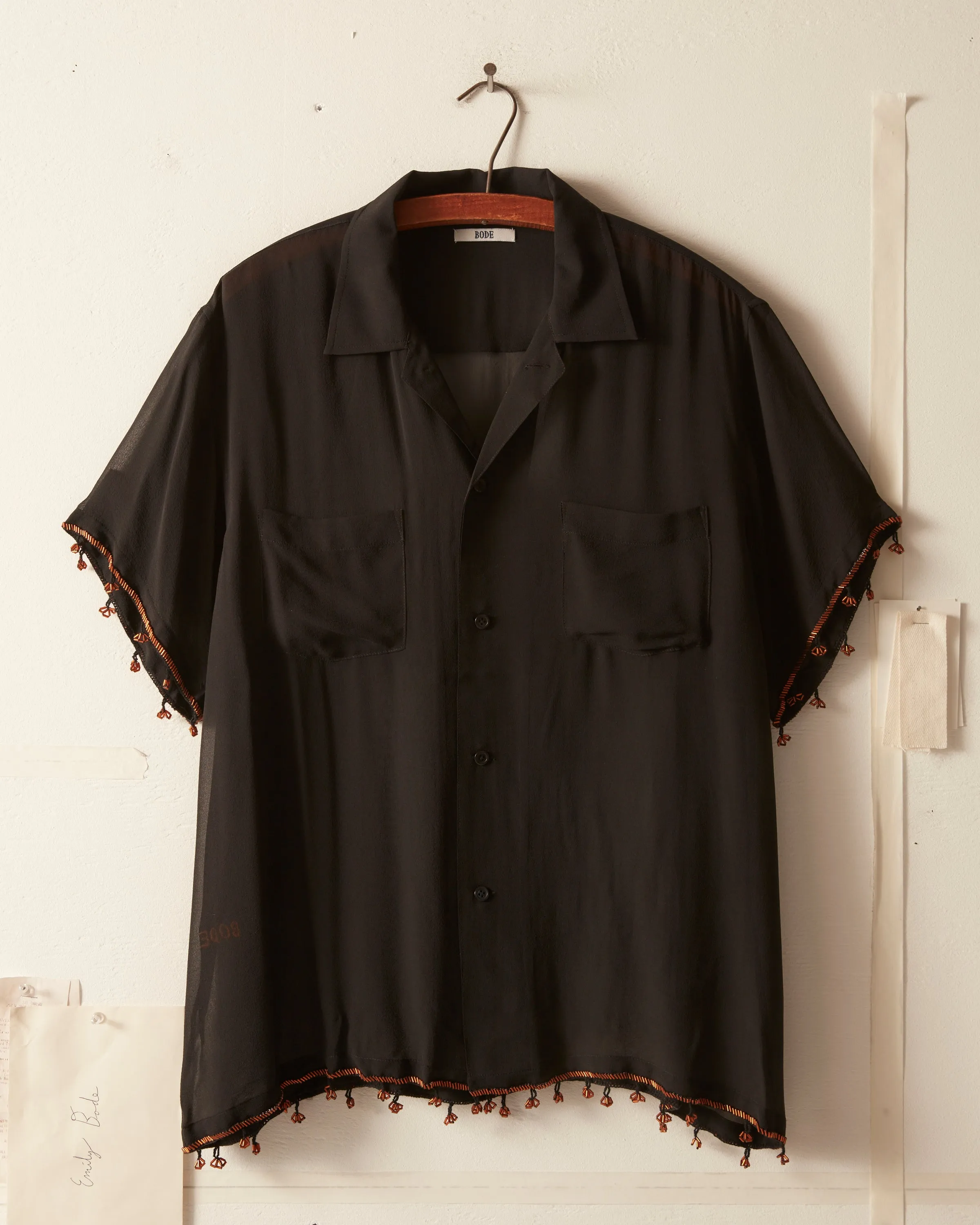 Bugle Bead Trim Short Sleeve Shirt