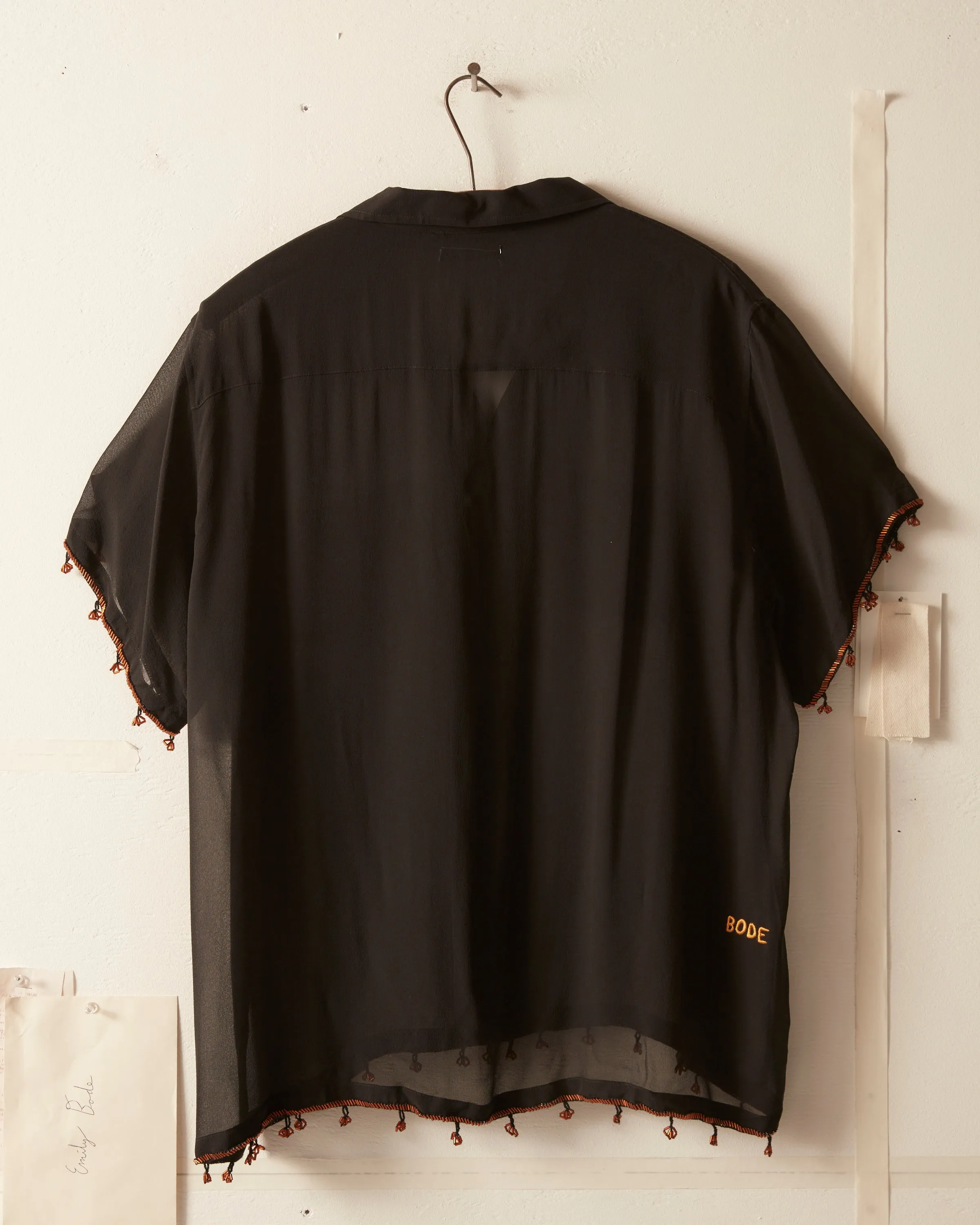 Bugle Bead Trim Short Sleeve Shirt