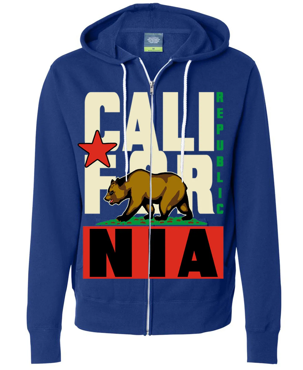 California Flag Original Retro Text Zip-up Hoodie Asst Colors