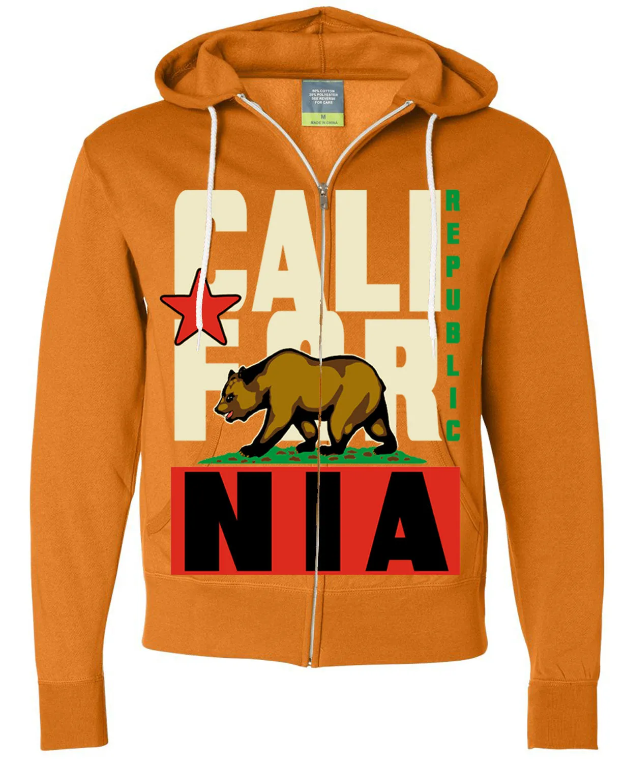 California Flag Original Retro Text Zip-up Hoodie Asst Colors
