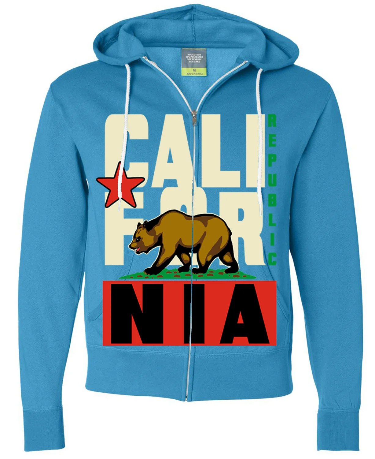 California Flag Original Retro Text Zip-up Hoodie Asst Colors