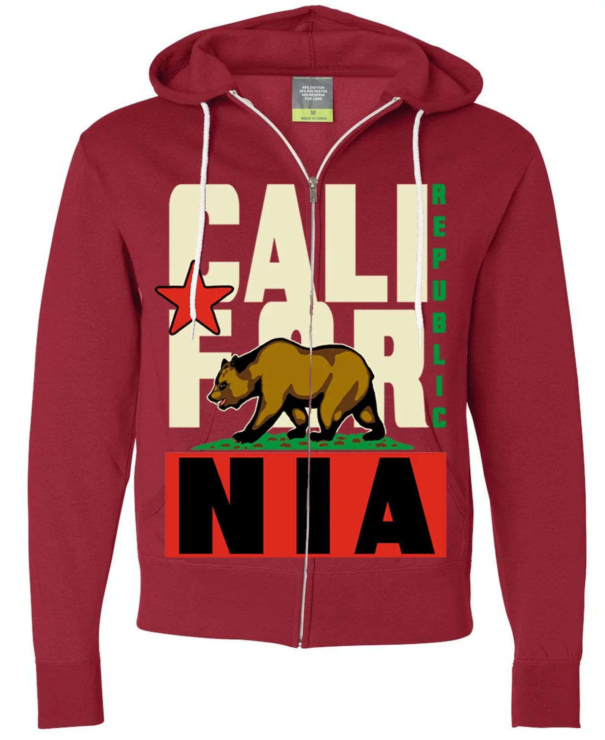 California Flag Original Retro Text Zip-up Hoodie Asst Colors