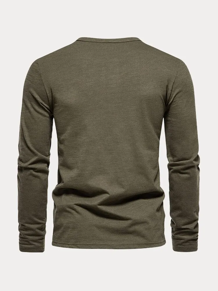 Casual 100% Cotton Henley Shirt