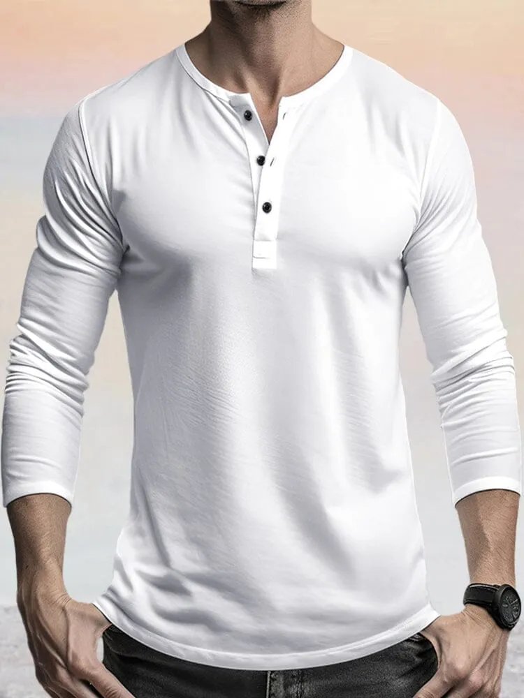 Casual 100% Cotton Henley Shirt