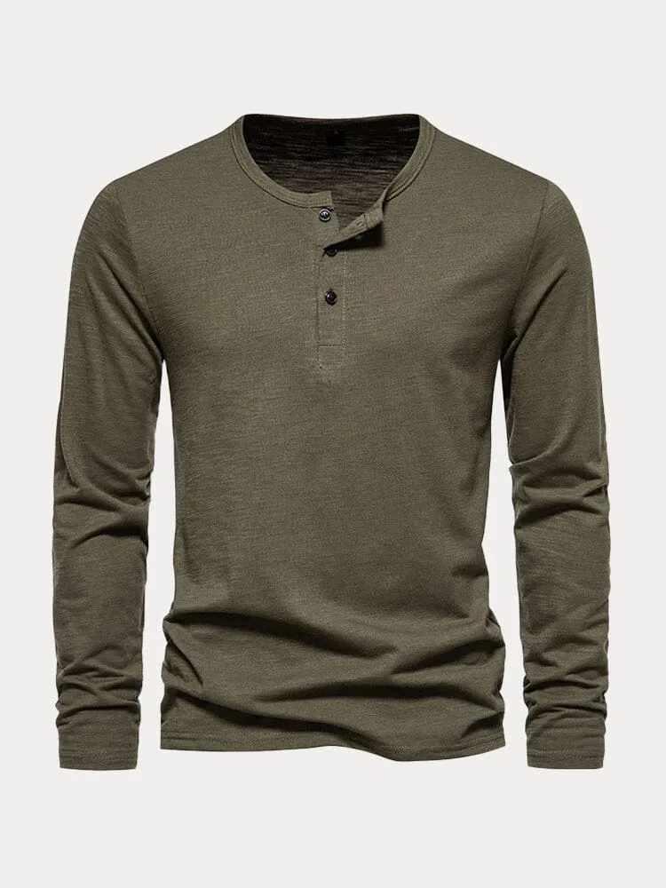 Casual 100% Cotton Henley Shirt