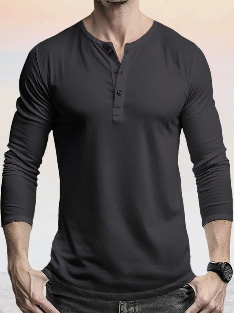 Casual 100% Cotton Henley Shirt