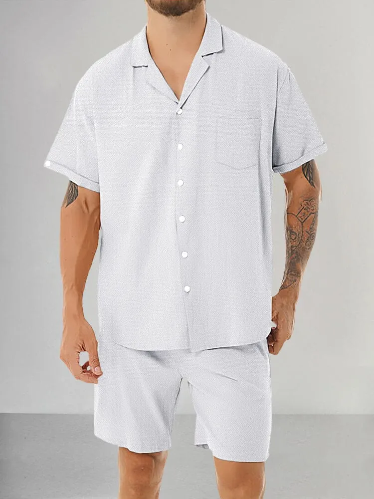 Casual Cotton Linen Shirt Set