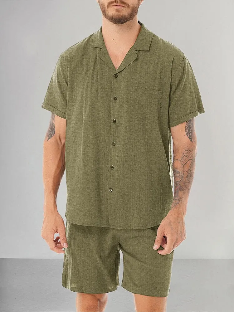 Casual Cotton Linen Shirt Set