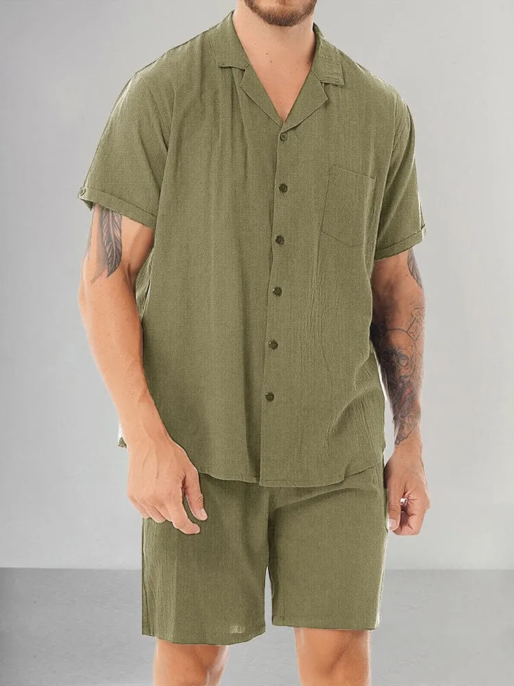 Casual Cotton Linen Shirt Set