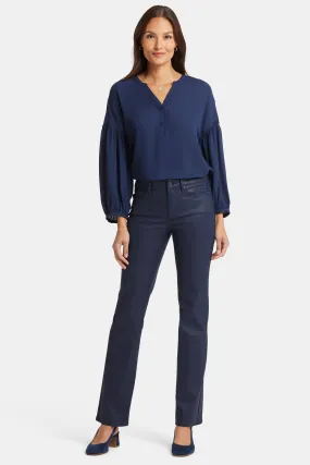 Petite Marilyn Straight Jeans with Coating in Starless Sky Finish
