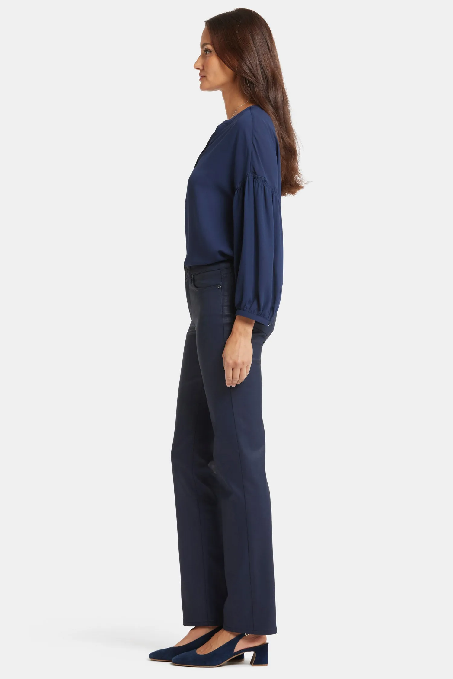Petite Marilyn Straight Jeans with Coating in Starless Sky Finish