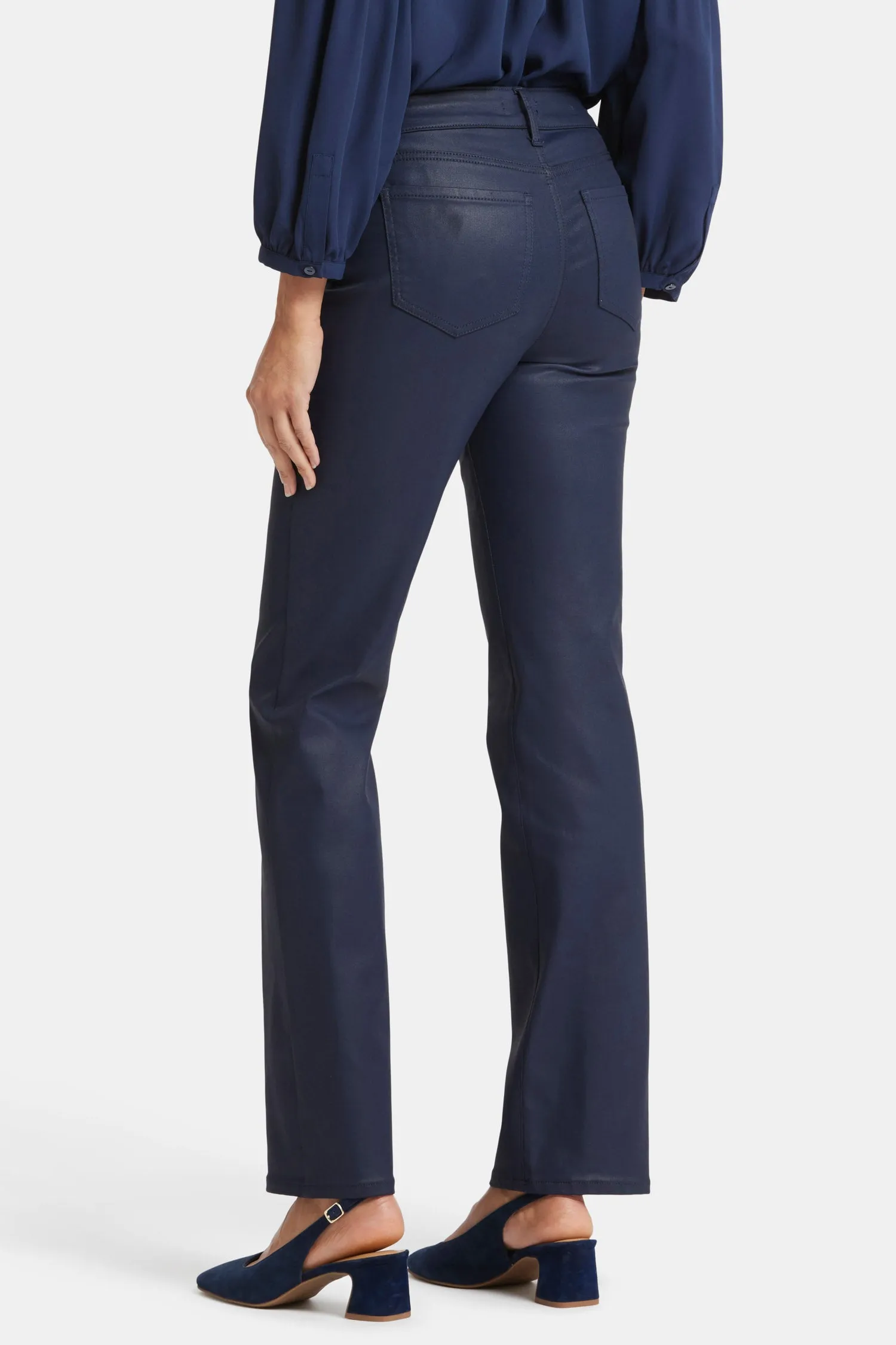 Petite Marilyn Straight Jeans with Coating in Starless Sky Finish