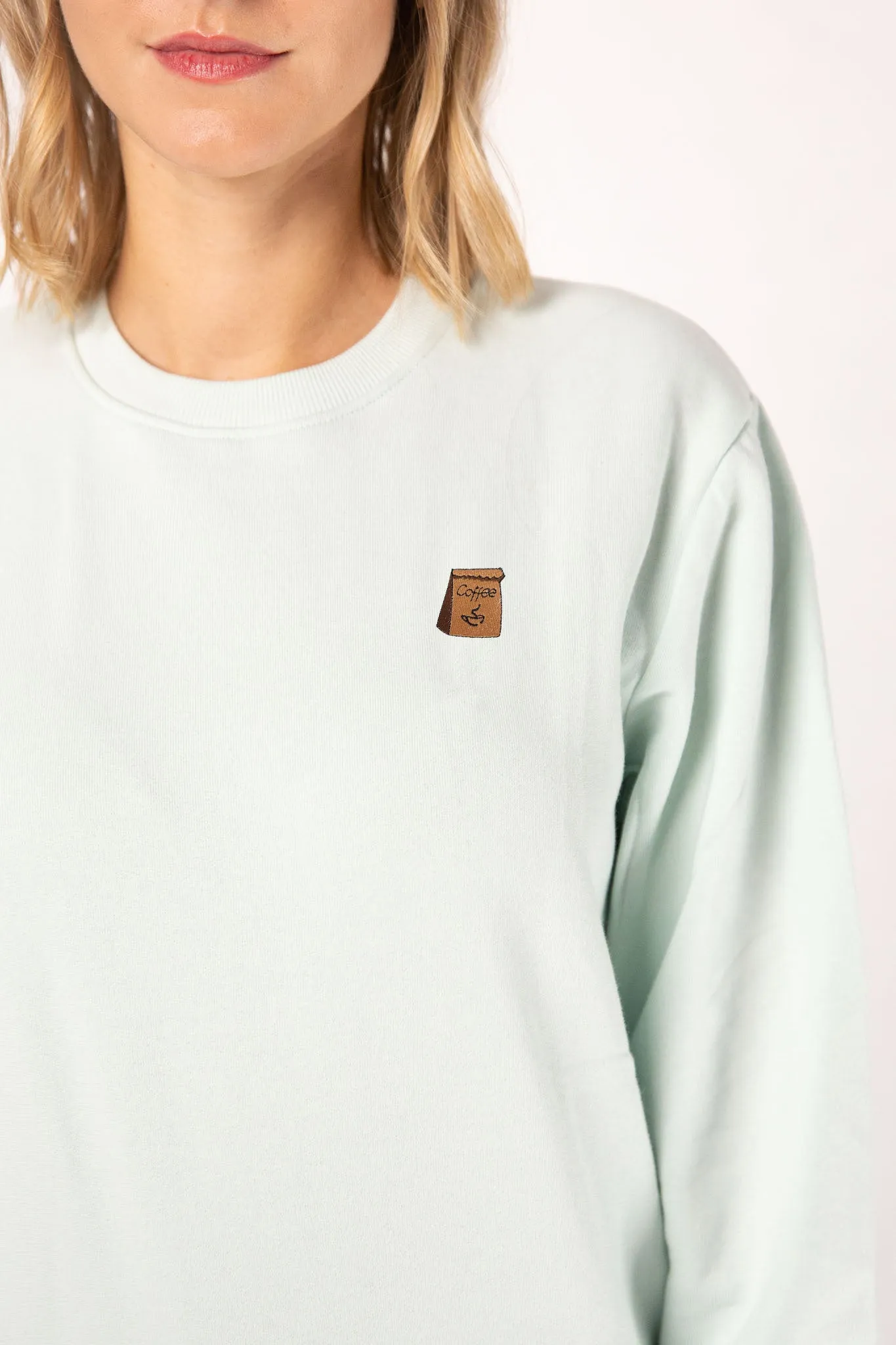 Coffee Bag | Bestickter Bio-Baumwoll Frauen Pullover