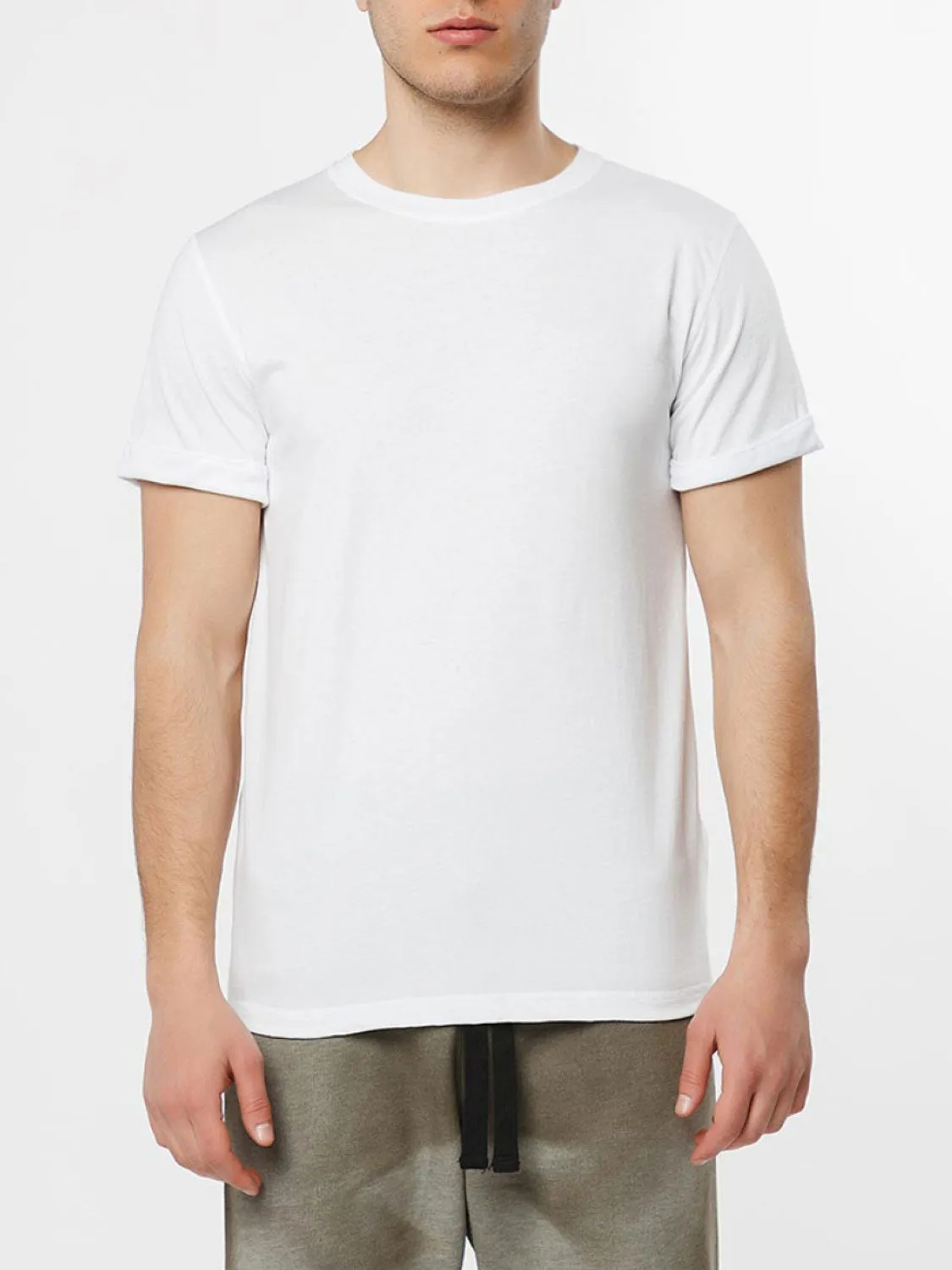 Cotton Jersey Trimmed Crew Neck T-Shirt White