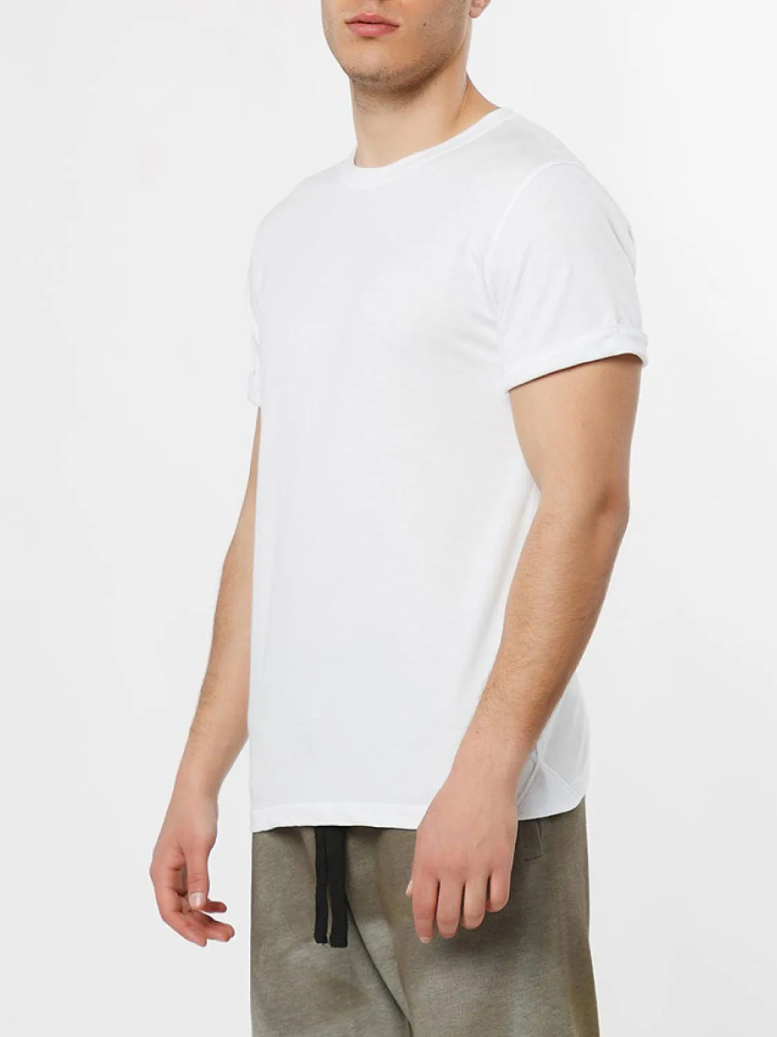 Cotton Jersey Trimmed Crew Neck T-Shirt White